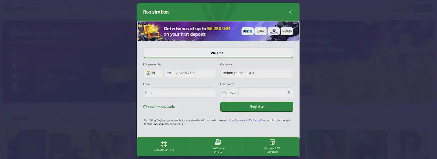 ValorBet registration guide