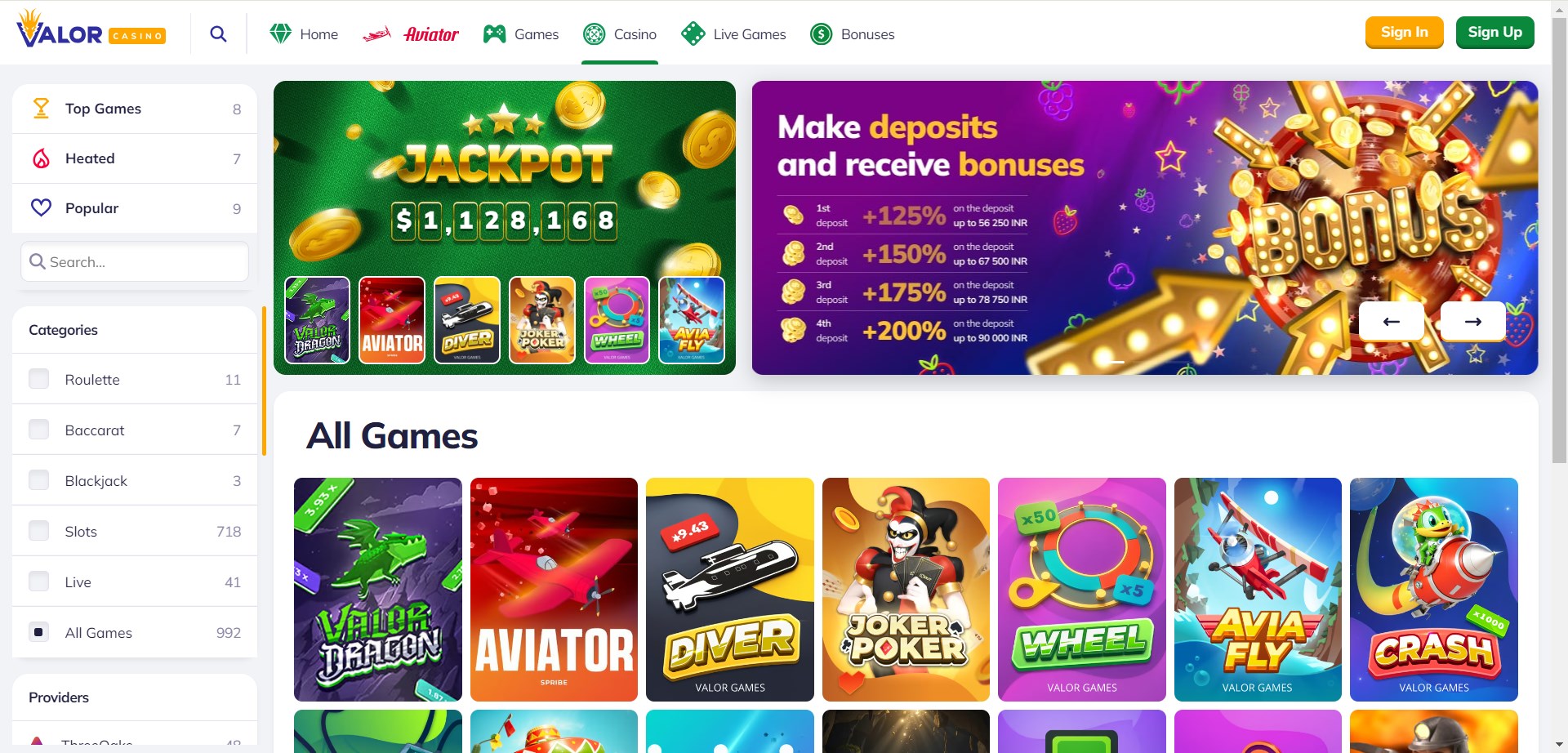 ValorBet games for money in India